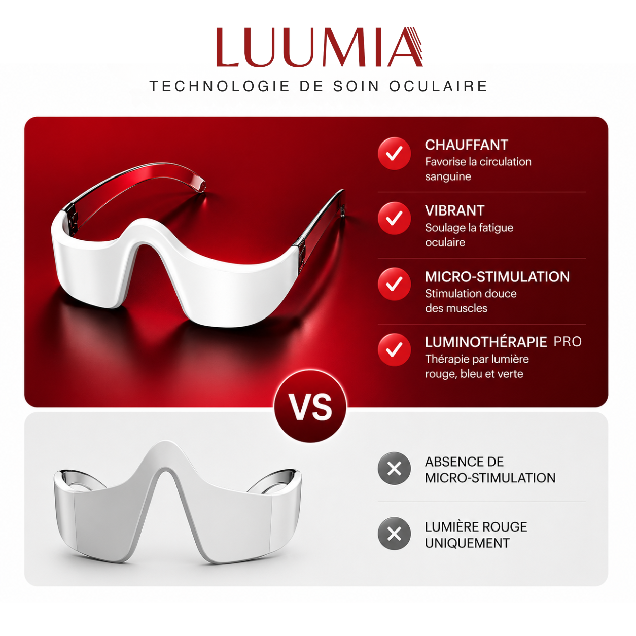 comparatif de l'appareil de luumia et celui des concurrents